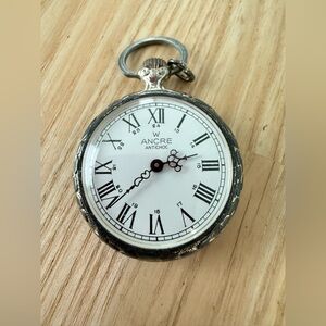 Ancre vintage silver tone pendant watch winding mechanical ladies pocket watch